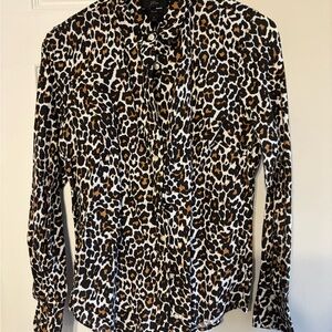 J. Crew Leopard Print Button Down Shirt - Black, Brown, White